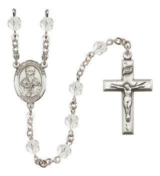 Silver Plated 6mm Fire Polished Saint Alexander Sauli Rosary in Crystal
