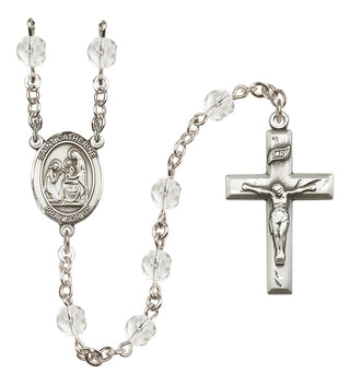 Silver Plated 6mm Fire Polished Saint Catherine of Siena Rosary in Crystal