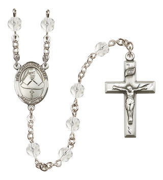 Silver Plated 6mm Fire Polished Saint Katharine Drexel Rosary in Crystal