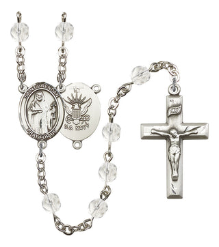 Saint Brendan The Navigator and Navy Rosary with Crystal Beads