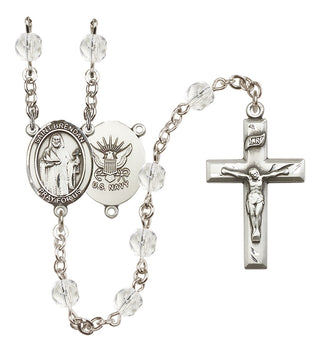 Silver-Plated 6mm Saint Brendan the Navigator / Navy Rosary