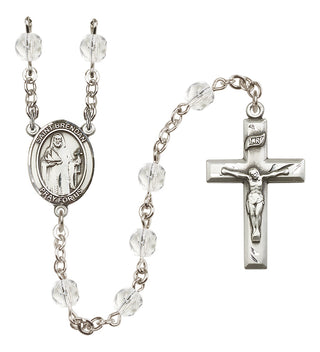 Silver Plated 6mm Fire Polished Saint Brendan the Navigator Rosary in Crystal