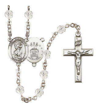 Silver-Plated 6mm Saint Christopher / Air Force Rosary