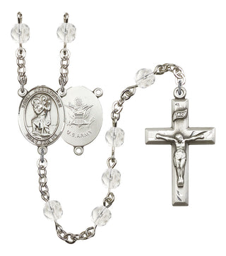 Saint Christopher and Army Rosary with Crystal Beads