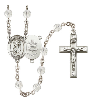Silver-Plated 6mm Saint Christopher / Army Rosary