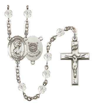 Saint Christopher and Coast Guard Rosary with Crystal Beads