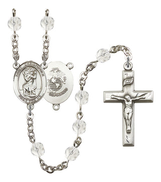 Saint Christopher and Marines Rosary with Crystal Beads