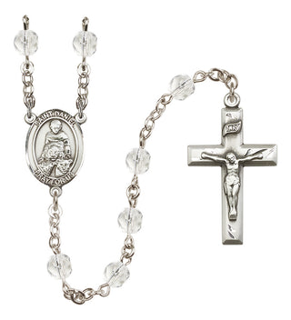 Silver Plated 6mm Fire Polished Saint Daniel Rosary in Crystal