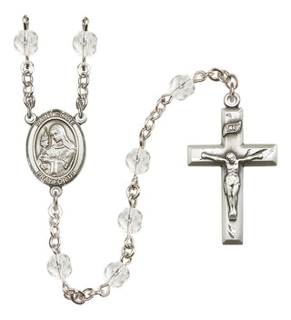 Silver-Plated 6mm Saint Clare of Assisi  Engraved Catholic Rosaries