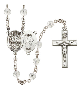 Silver-Plated 6mm Saint George / Nat'l Guard Rosary