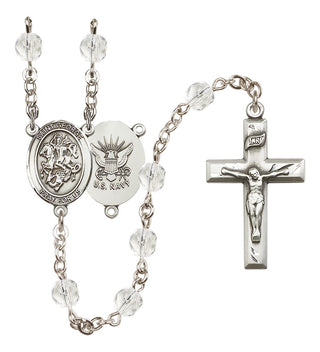 Silver-Plated 6mm Saint George / Navy Rosary