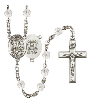 Saint George and Navy Rosary with Crystal Beads