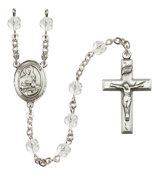 Silver Plated 6mm Fire Polished Saint Gerard Majella Rosary in Crystal