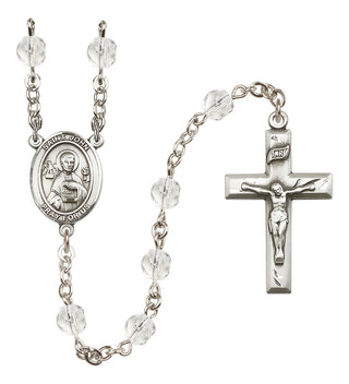 Silver Plated 6mm Fire Polished Saint John the Apostle Rosary in Crystal