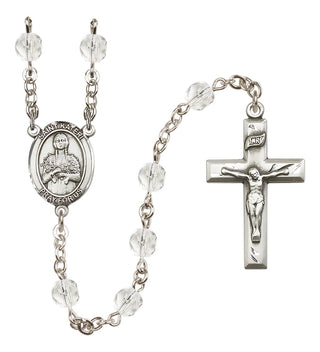 Silver Plated 6mm Fire Polished Saint Kateri Tekakwitha Rosary in Crystal