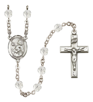 Silver Plated 6mm Fire Polished Saint Kevin Rosary in Crystal