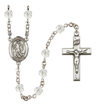 Silver Plated 6mm Fire Polished Saint Lazarus Rosary in Crystal