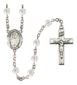 Silver-Plated 6mm Saint Maria Faustina  Engraved Catholic Rosaries