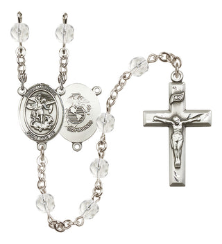 Silver-Plated 6mm Saint Michael / Marines Rosary