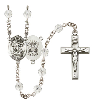 Silver-Plated 6mm Saint Michael / Navy Rosary