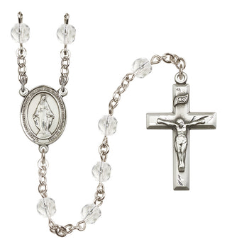 Silver Plated 6mm Fire Polished Miraculous Rosary in Crystal