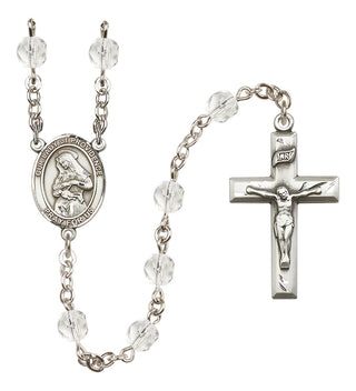 Silver Plated 6mm Fire Polished Our Lady of Providence Rosary in Crystal
