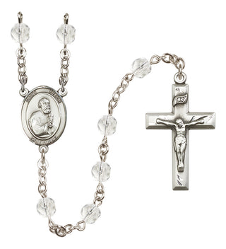 Silver Plated 6mm Fire Polished Saint Peter the Apostle Rosary in Crystal