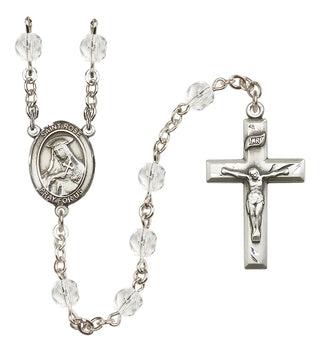 Silver Plated 6mm Fire Polished Saint Rose of Lima Rosary in Crystal