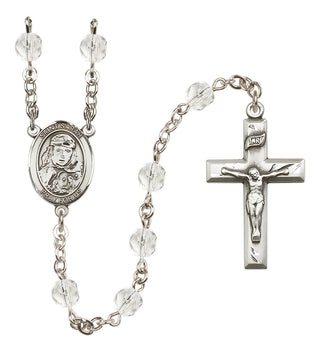 Silver Plated 6mm Fire Polished Saint Sarah Rosary in Crystal