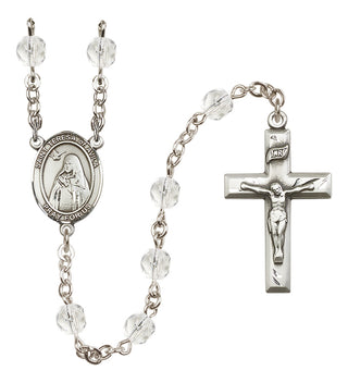 Silver Plated 6mm Fire Polished Saint Teresa of Avila Rosary in Crystal