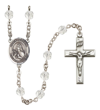 Silver Plated 6mm Fire Polished Santa Teresita Rosary in Crystal