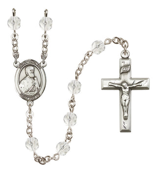 Silver Plated 6mm Fire Polished Saint Thomas the Apostle Rosary in Crystal