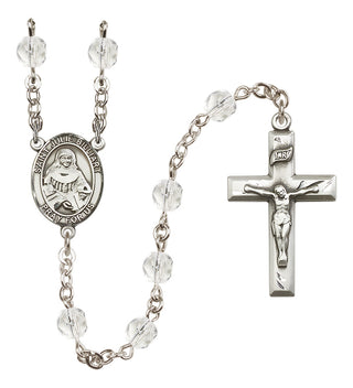 Silver Plated 6mm Fire Polished Saint Julie Billiart Rosary in Crystal
