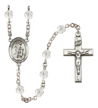 Silver Plated 6mm Fire Polished Guardian Angel with Child Rosary in Crystal
