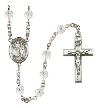 Silver Plated 6mm Fire Polished Saint Valentine of Rome Rosary in Crystal