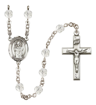 Silver Plated 6mm Fire Polished Saint Stanislaus Rosary in Crystal