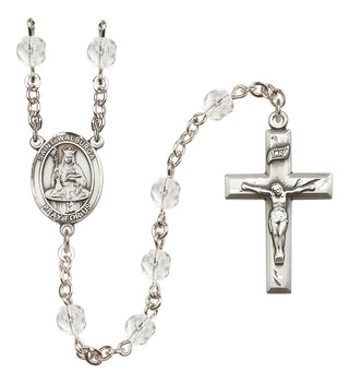 Silver Plated 6mm Fire Polished Saint Walburga Rosary in Crystal