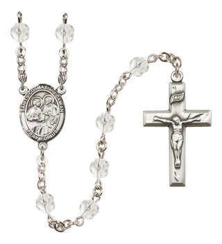 Silver Plated 6mm Fire Polished Saints Cosmas & Damian Rosary in Crystal