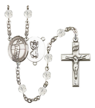 Saint Christopher and Volleyball Rosary with Crystal Beads