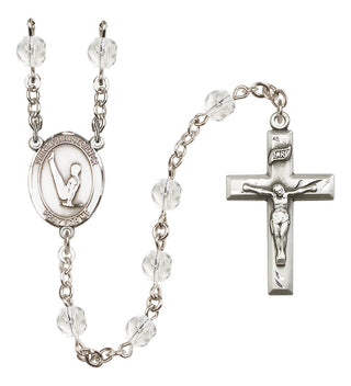 Silver Plated 6mm Fire Polished Saint Christopher/Gymnastics Rosary in Crystal