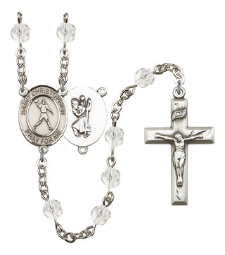 Saint Christopher and Football Rosary with Crystal Beads