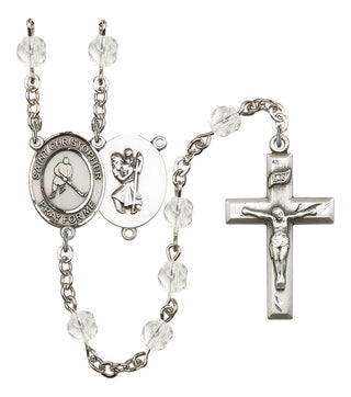 Saint Christopher and Ice Hockey Rosary with Crystal Beads