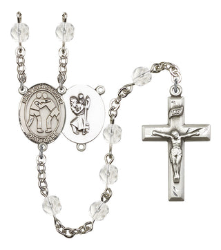 Saint Christopher and Wrestling Rosary with Crystal Beads