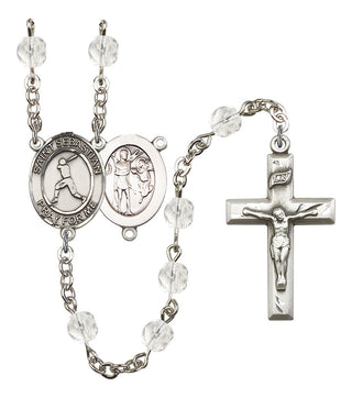 Saint Sebastian and Baseball Rosary with Crystal Beads