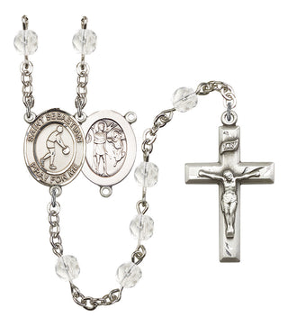 Saint Sebastian and Basketball Rosary with Crystal Beads
