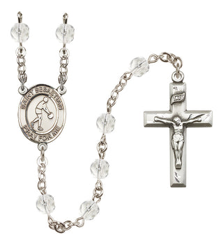 Silver-Plated 6mm Saint Sebastian/Basketball Rosary