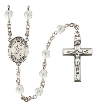 Silver-Plated 6mm Saint Sebastian/Soccer Rosary