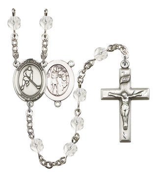 Saint Sebastian and Ice Hockey Rosary with Crystal Beads