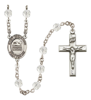 Silver-Plated 6mm Saint Sebastian/Swimming Rosary