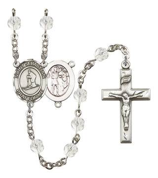 Saint Sebastian and Skiing Rosary with Crystal Beads